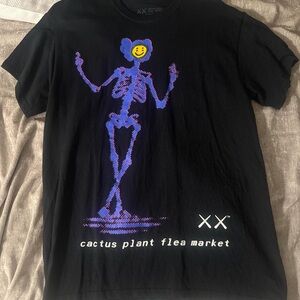 Black Tee with Purple Skeleton and Yellow Smiley